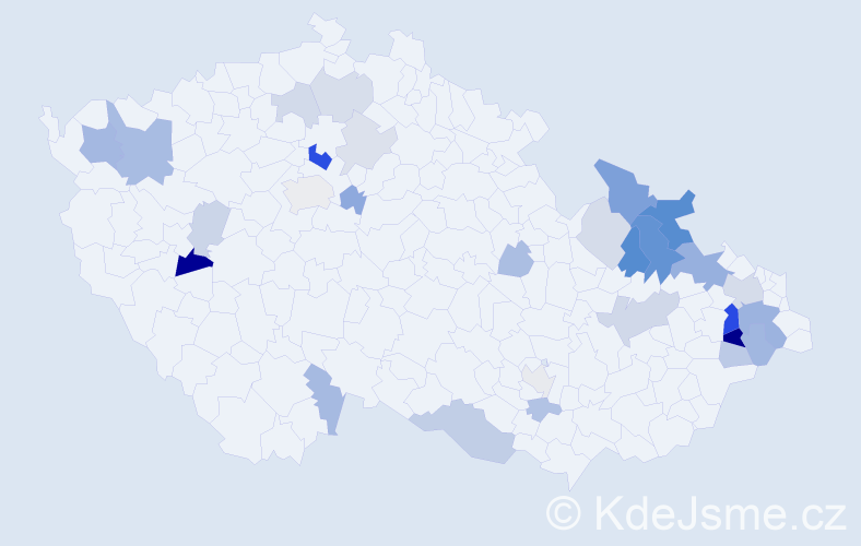 Příjmení: 'Čuláková', počet výskytů 69 v celé ČR
