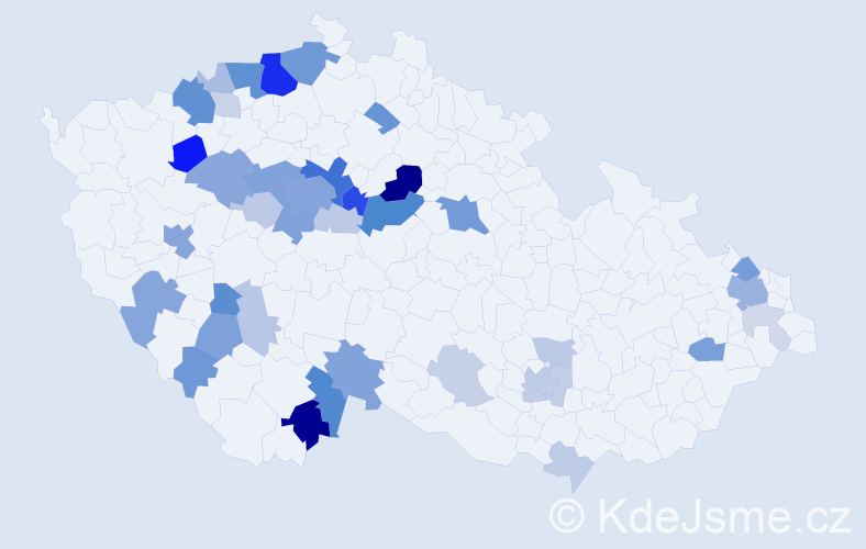 Příjmení: 'Vodvářková', počet výskytů 133 v celé ČR