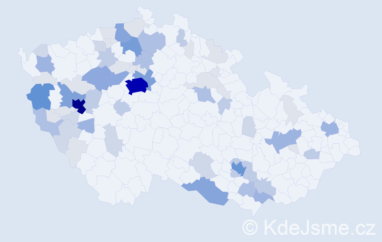 Příjmení: 'Kuchynka', počet výskytů 242 v celé ČR