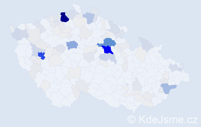 Příjmení: 'Duna', počet výskytů 634 v celé ČR