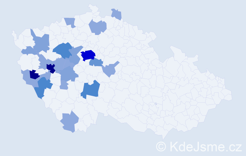 Příjmení: 'Ubl', počet výskytů 59 v celé ČR