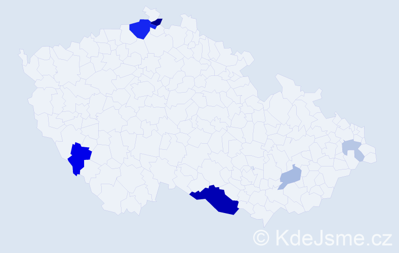 Příjmení: 'Rybánský', počet výskytů 18 v celé ČR
