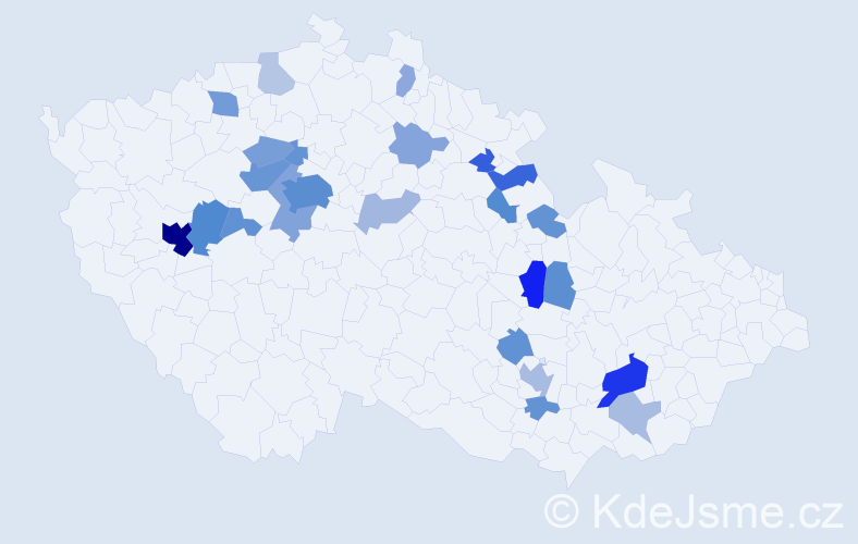 Příjmení: 'Kost', počet výskytů 69 v celé ČR