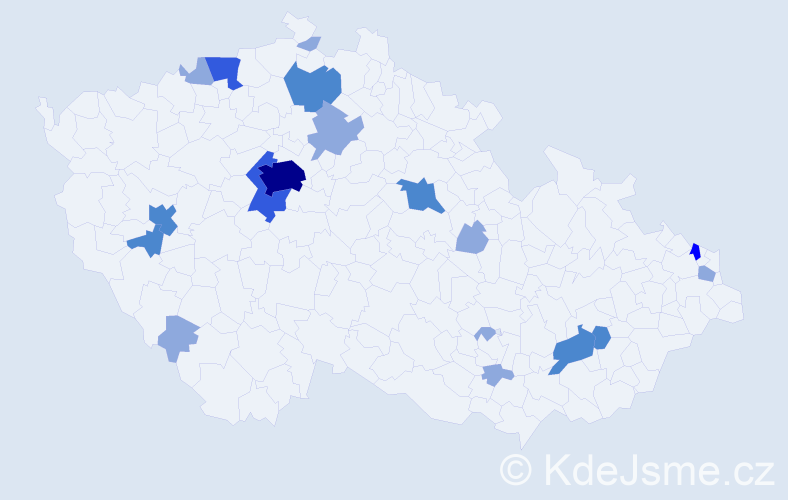 Příjmení: 'Revák', počet výskytů 35 v celé ČR