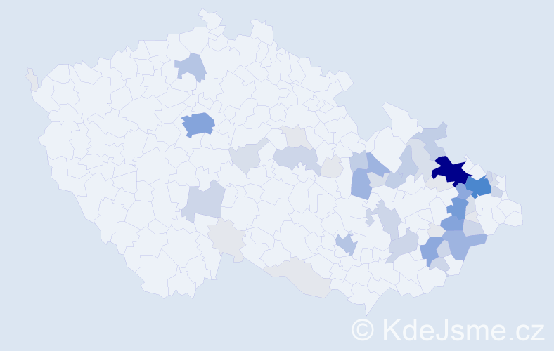 Příjmení: 'Košárek', počet výskytů 204 v celé ČR