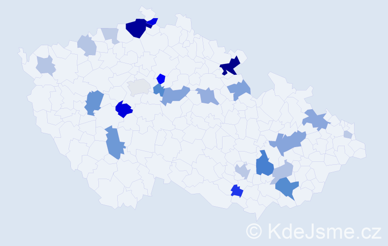 Příjmení: 'Forró', počet výskytů 54 v celé ČR