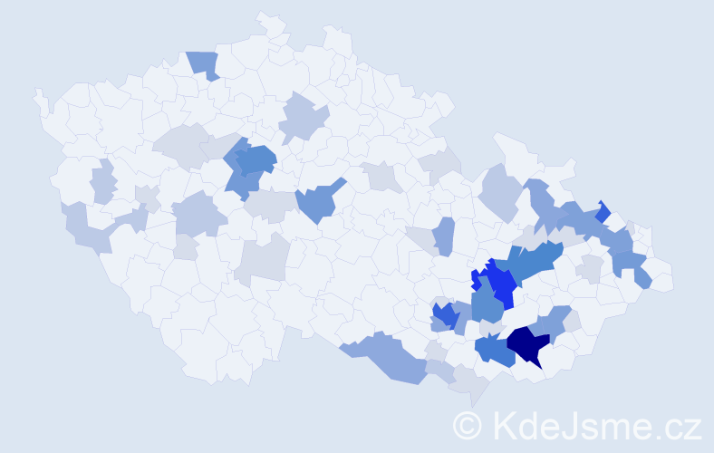 Příjmení: 'Kolečkářová', počet výskytů 178 v celé ČR