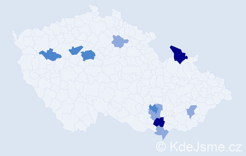 Příjmení: 'Novotňák', počet výskytů 23 v celé ČR