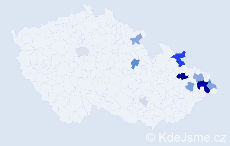 Příjmení: 'Koniar', počet výskytů 20 v celé ČR