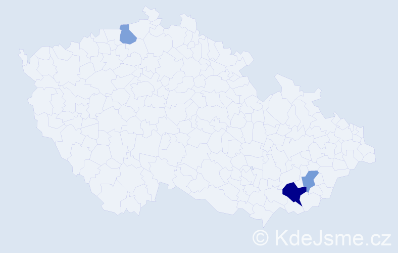 Příjmení: 'Vachůnková', počet výskytů 5 v celé ČR