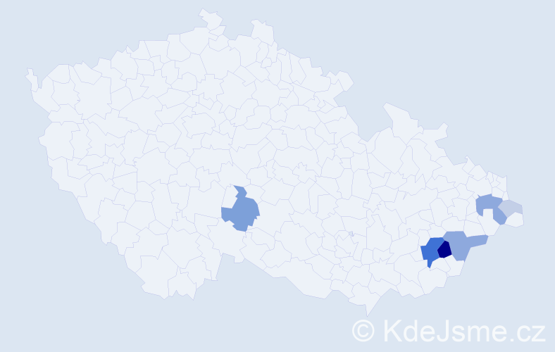 Příjmení: 'Brhláčová', počet výskytů 25 v celé ČR