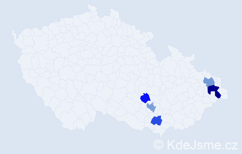 Příjmení: 'Pindelová', počet výskytů 12 v celé ČR