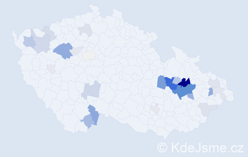 Příjmení: 'Kulatá', počet výskytů 70 v celé ČR