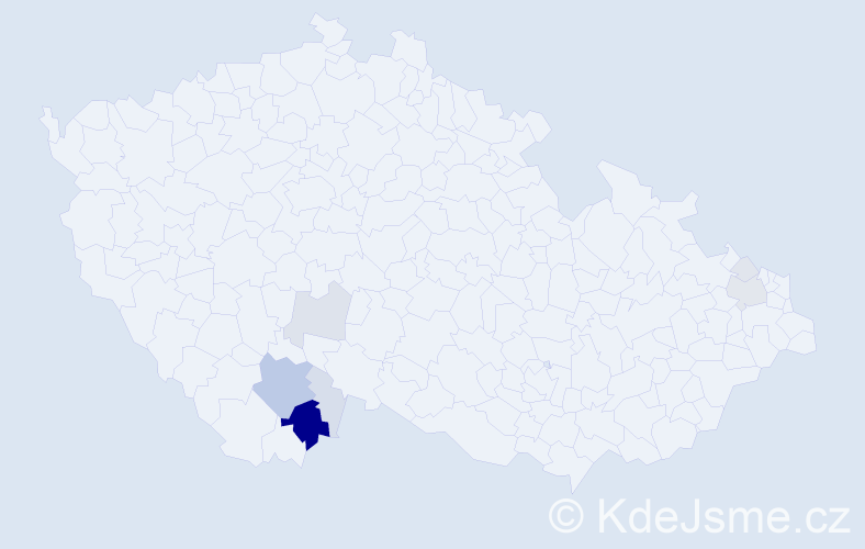 Příjmení: 'Pečmanová', počet výskytů 31 v celé ČR