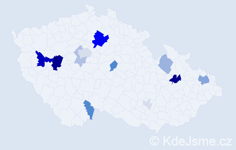 Příjmení: 'Kőrner', počet výskytů 28 v celé ČR