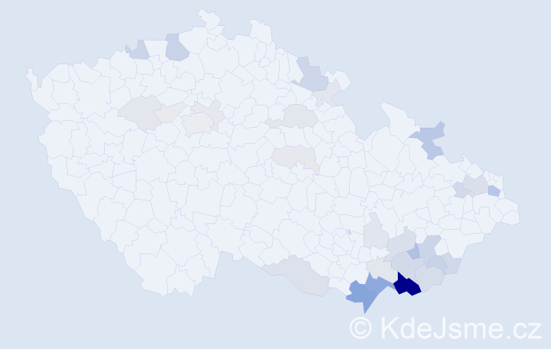 Příjmení: 'Kománková', počet výskytů 100 v celé ČR