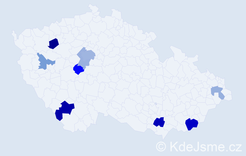 Příjmení: 'Pőschlová', počet výskytů 19 v celé ČR