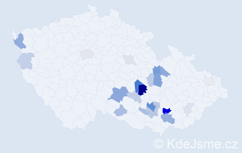 Příjmení: 'Korbičková', počet výskytů 74 v celé ČR