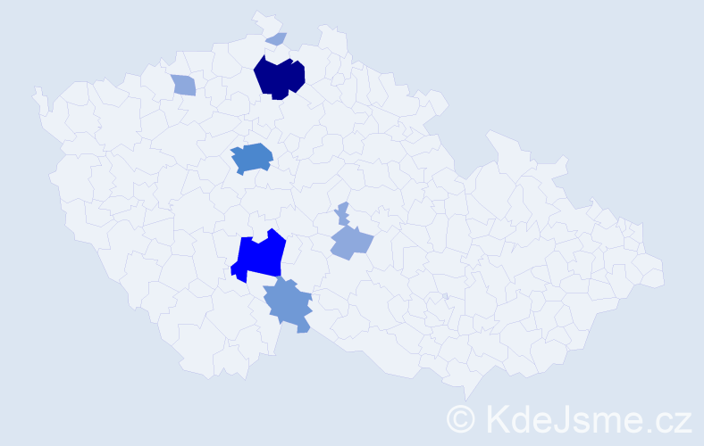 Příjmení: 'Popprová', počet výskytů 18 v celé ČR