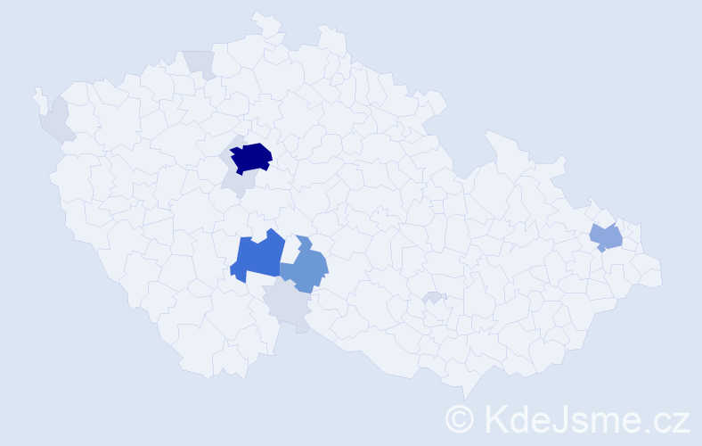 Příjmení: 'Kuldanová', počet výskytů 47 v celé ČR