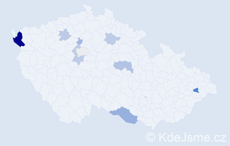Příjmení: 'Čechvalová', počet výskytů 25 v celé ČR