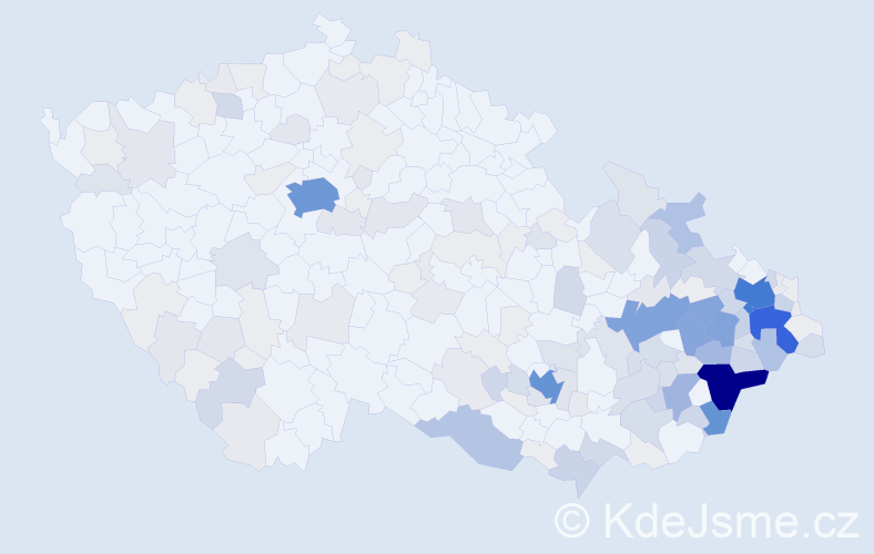 Příjmení: 'Juřica', počet výskytů 834 v celé ČR