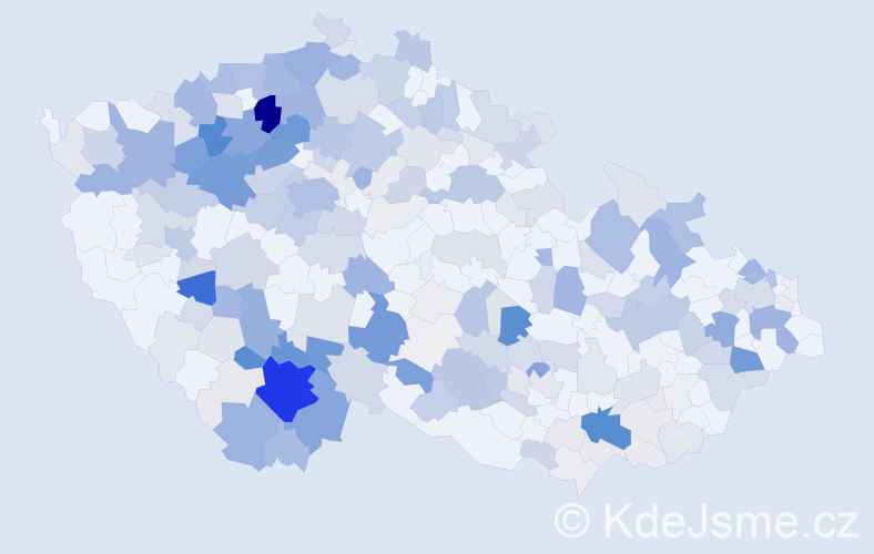 Příjmení: 'Hajný', počet výskytů 1072 v celé ČR