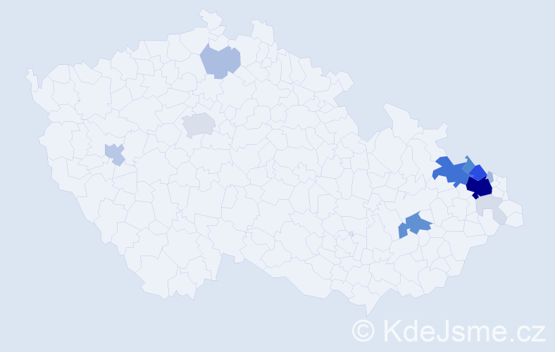 Příjmení: 'Bochňáková', počet výskytů 75 v celé ČR