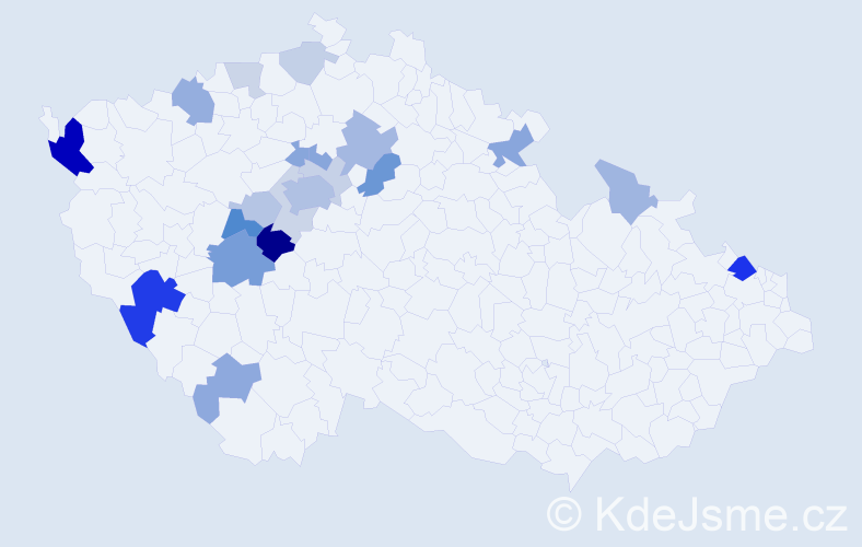 Příjmení: 'Lenerová', počet výskytů 54 v celé ČR