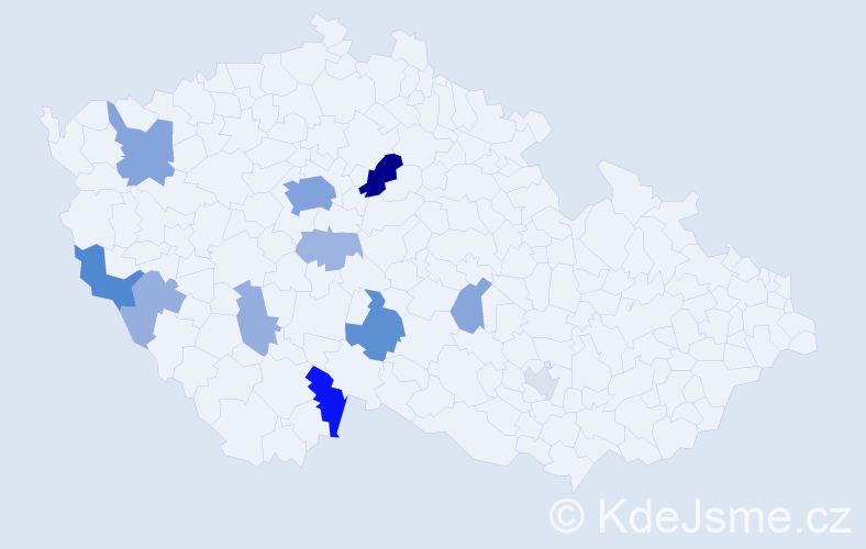 Příjmení: 'Rakovec', počet výskytů 35 v celé ČR
