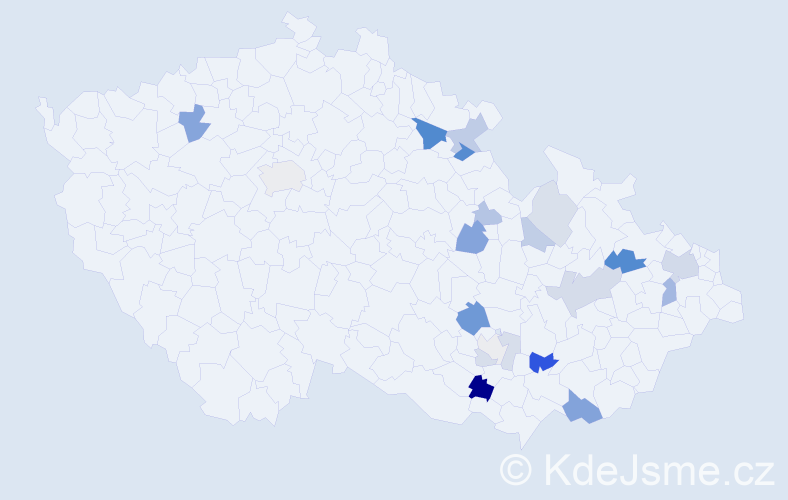 Příjmení: 'Čechovičová', počet výskytů 43 v celé ČR