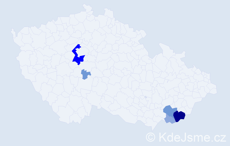 Příjmení: 'Vaškovicová', počet výskytů 15 v celé ČR