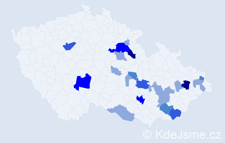 Příjmení: 'Mitanová', počet výskytů 47 v celé ČR
