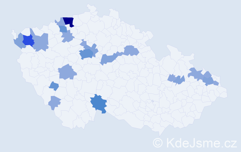 Příjmení: 'Sedlárová', počet výskytů 47 v celé ČR