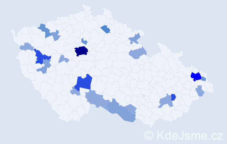 Příjmení: 'Pergerová', počet výskytů 65 v celé ČR