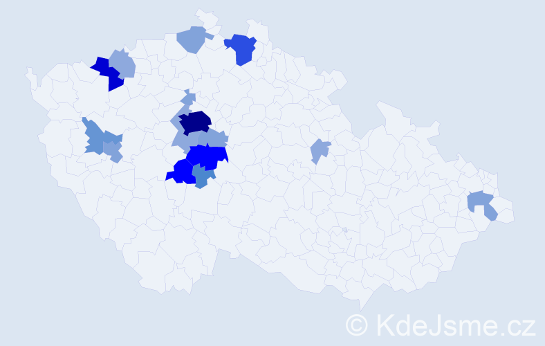 Příjmení: 'Budák', počet výskytů 52 v celé ČR