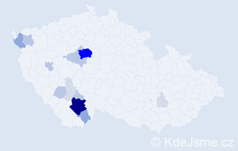 Příjmení: 'Tlamsová', počet výskytů 53 v celé ČR
