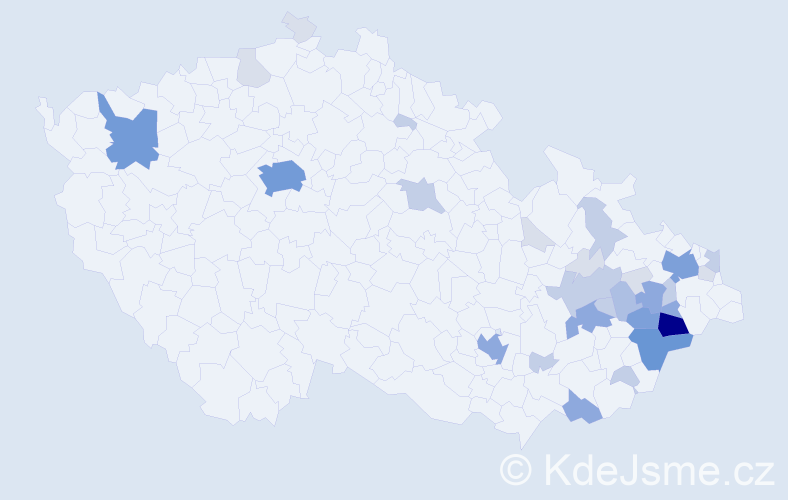 Příjmení: 'Bil', počet výskytů 103 v celé ČR