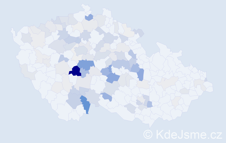 Příjmení: 'Jiráček', počet výskytů 438 v celé ČR