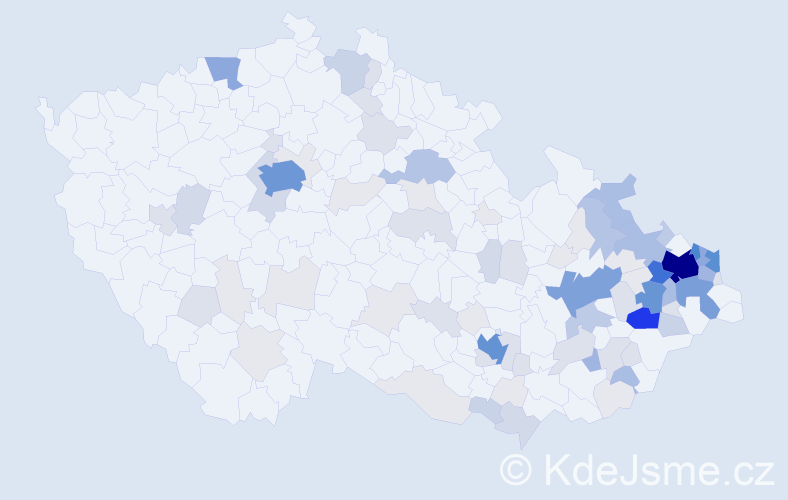 Příjmení: 'Rusek', počet výskytů 395 v celé ČR