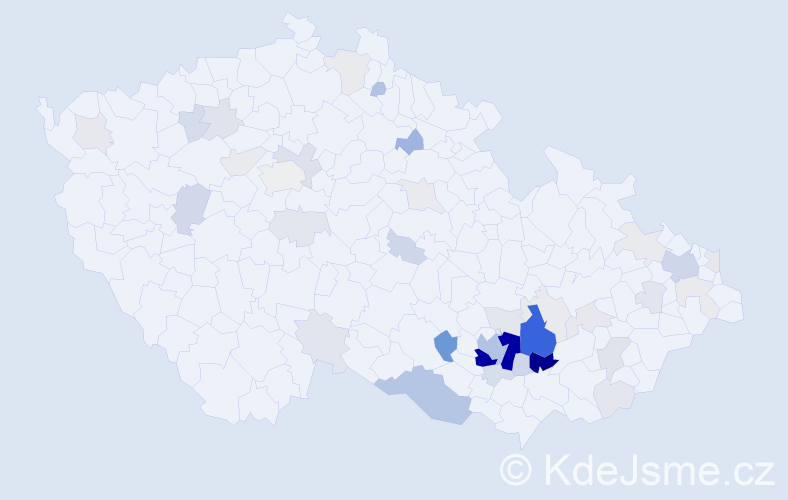 Příjmení: 'Valehrach', počet výskytů 134 v celé ČR