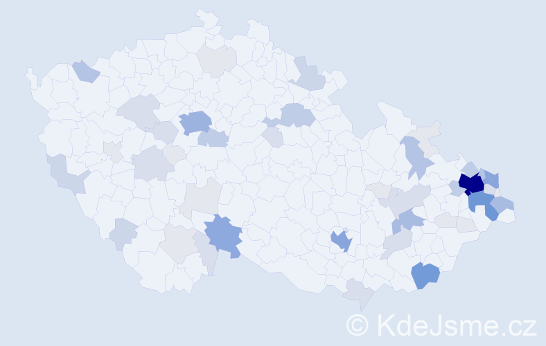 Příjmení: 'Staš', počet výskytů 190 v celé ČR
