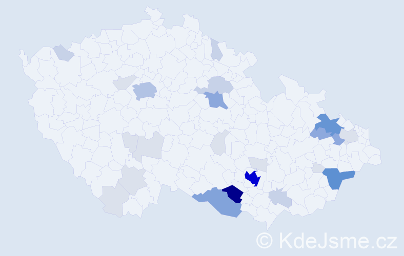 Příjmení: 'Stixová', počet výskytů 103 v celé ČR