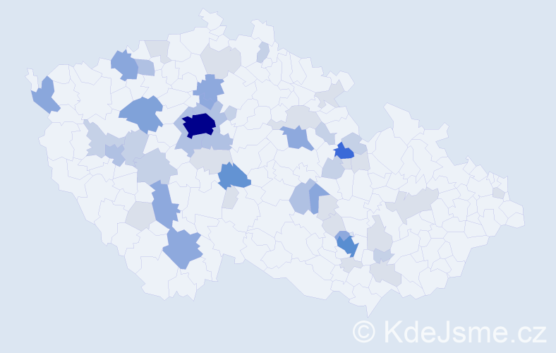 Příjmení: 'Boušek', počet výskytů 152 v celé ČR