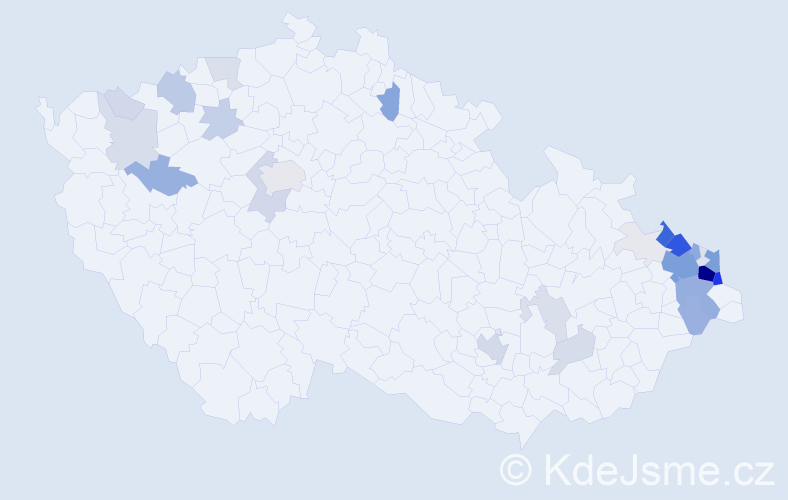 Příjmení: 'Kotula', počet výskytů 159 v celé ČR