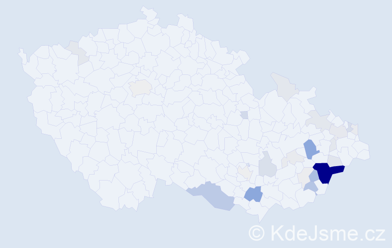 Příjmení: 'Mikulenčák', počet výskytů 101 v celé ČR
