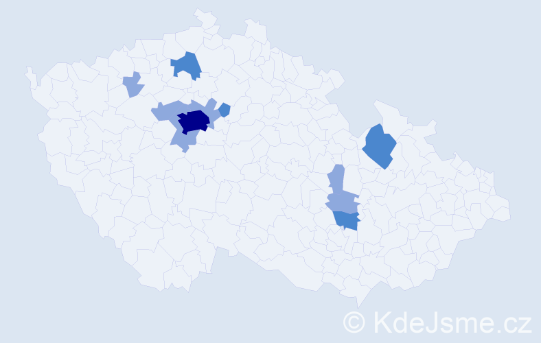 Příjmení: 'Koháček', počet výskytů 19 v celé ČR