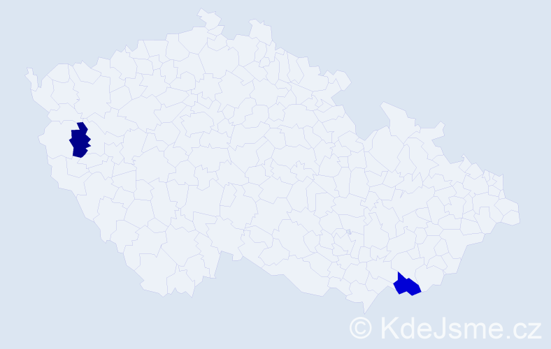 Příjmení: 'Vykrutilová', počet výskytů 3 v celé ČR