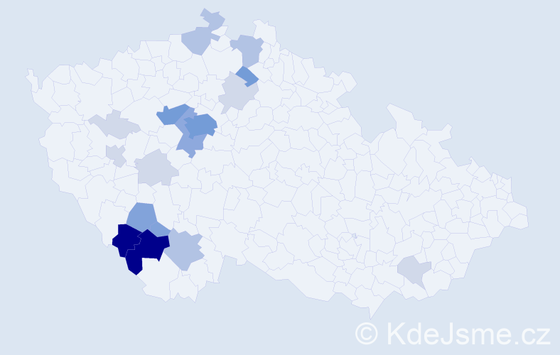 Příjmení: 'Mauric', počet výskytů 71 v celé ČR