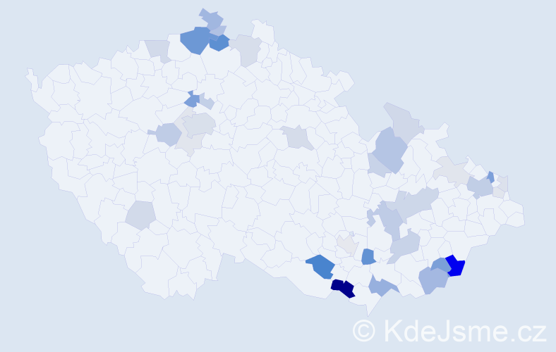 Příjmení: 'Macharová', počet výskytů 99 v celé ČR
